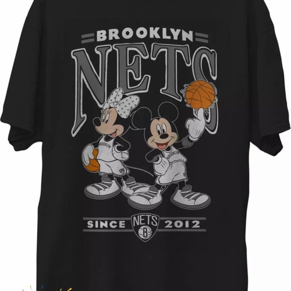 Vintage NBA Brooklyn Nets Mickey Shirt, Brooklyn Nets Shirt, Basketball Shirt,